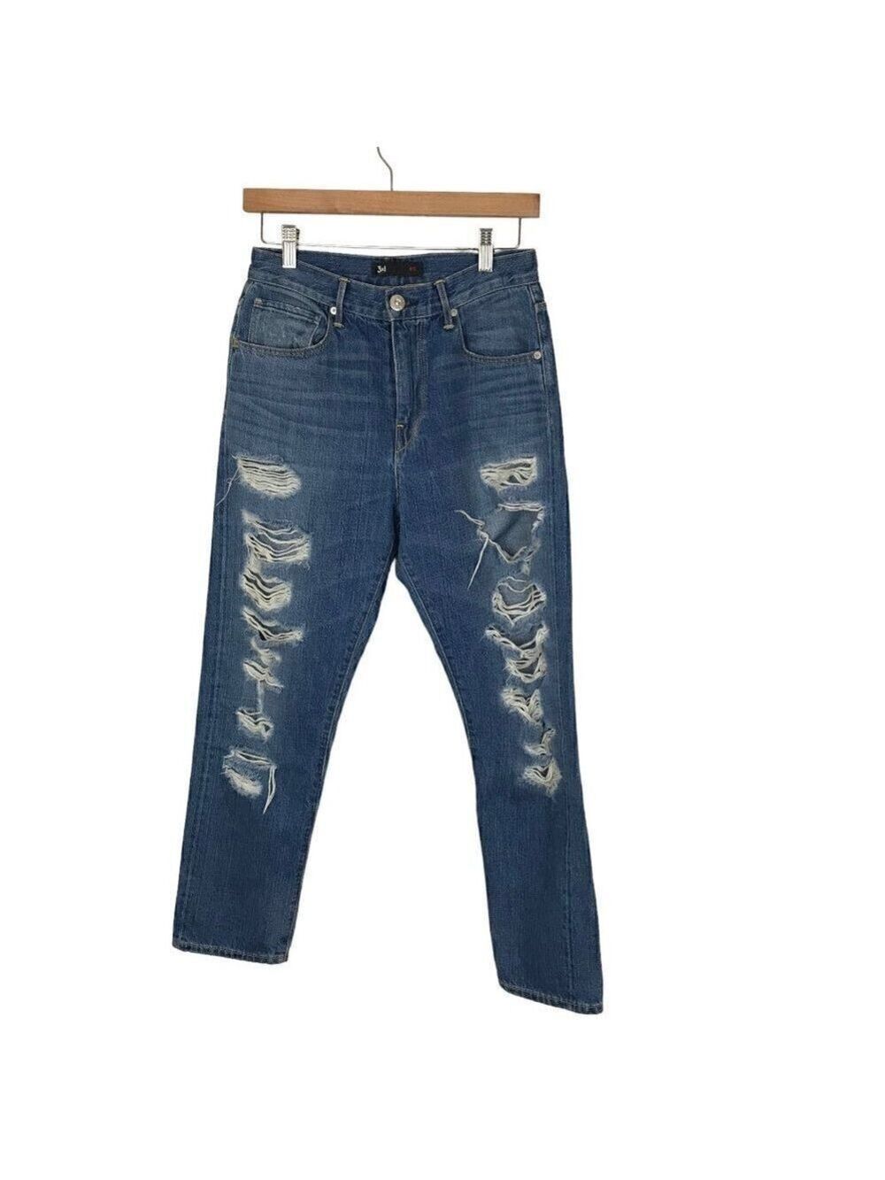 3X1 NYC  High Rise 5 Pocket Zip Up Distressed Jeans Size 26